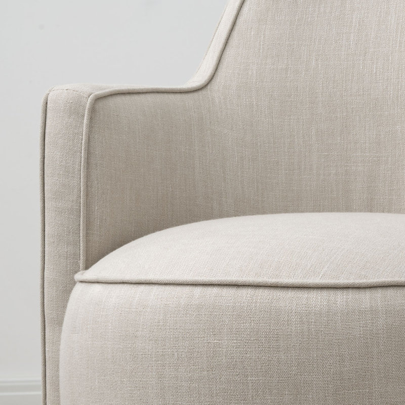 Fauteuil de bureau pivotant rembourré en tissu entièrement assemblé, Beige