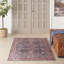 Lotte Oriental Machine Washable Flatweave Area Rug in Navy Blue/Brick Red-1084075947