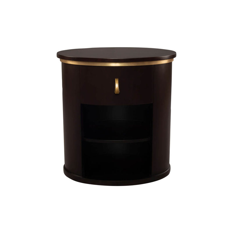 Aliyanah 60cm W Solid Wood Bedside Table, Dark Brown