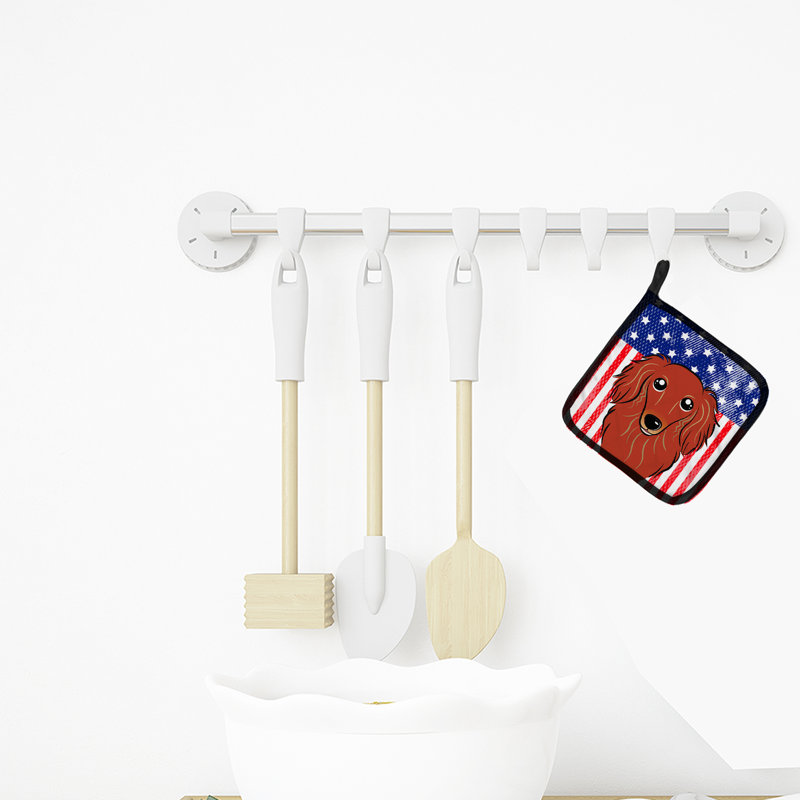 Cuisinier poignée trésors et teckel à long teckel caroline American Flag, Rouge
