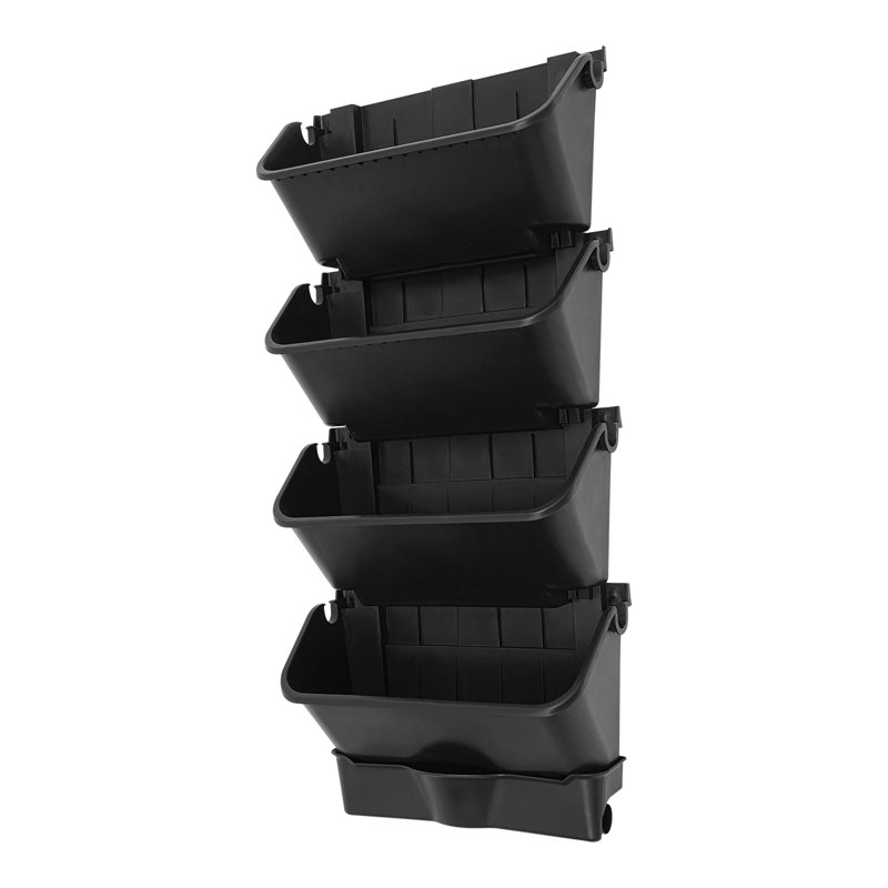 24PCS Set Wall-Mounted Planter With Drainage Basin And Drainpipe, Black