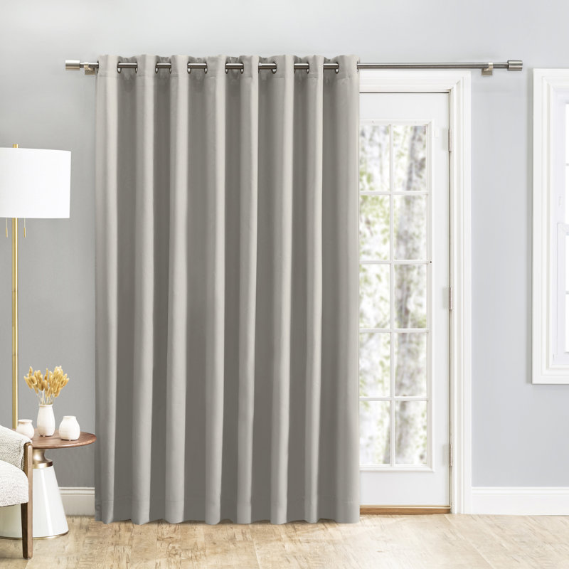 Tickmacrevan Thermal Blackout Patio Curtain Panel, Stone