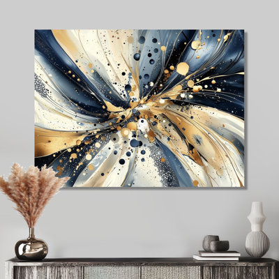 «Explosion of Abstract Gold Blue Marble Chaos II», art mural fractal abstrait