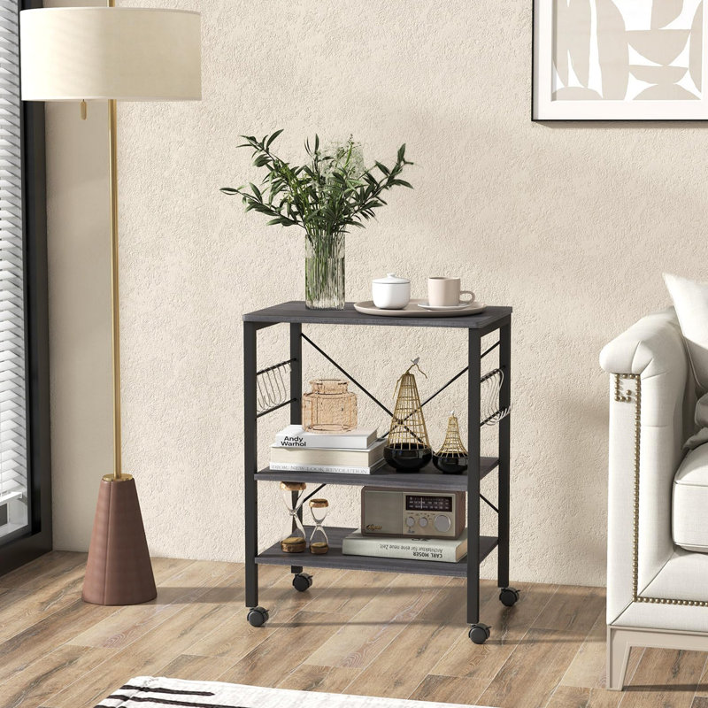 Reauna 78cm H x 60cm W Utility Cart with Wheels, Black/Grey