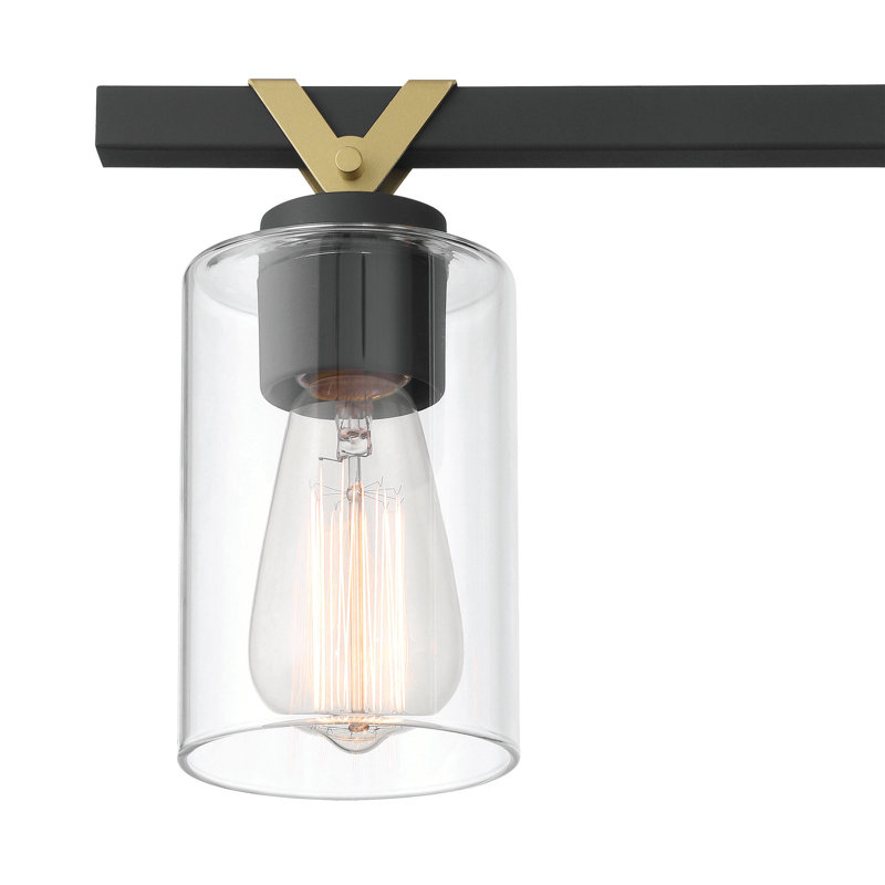 Luminaire de salle de bain à intensité variable en acier à 6 lumières Knudson, Noir mat / laiton