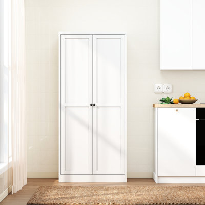 Unité de rangement pour garde-manger de 61 po en métal blanc, 4 tablettes réglables, 110 lb par tablette, installation facile à nettoyer, rangement facile à ranger dans la cuisine avec rangement, tablettes de 110 lb chacune, idéales pour