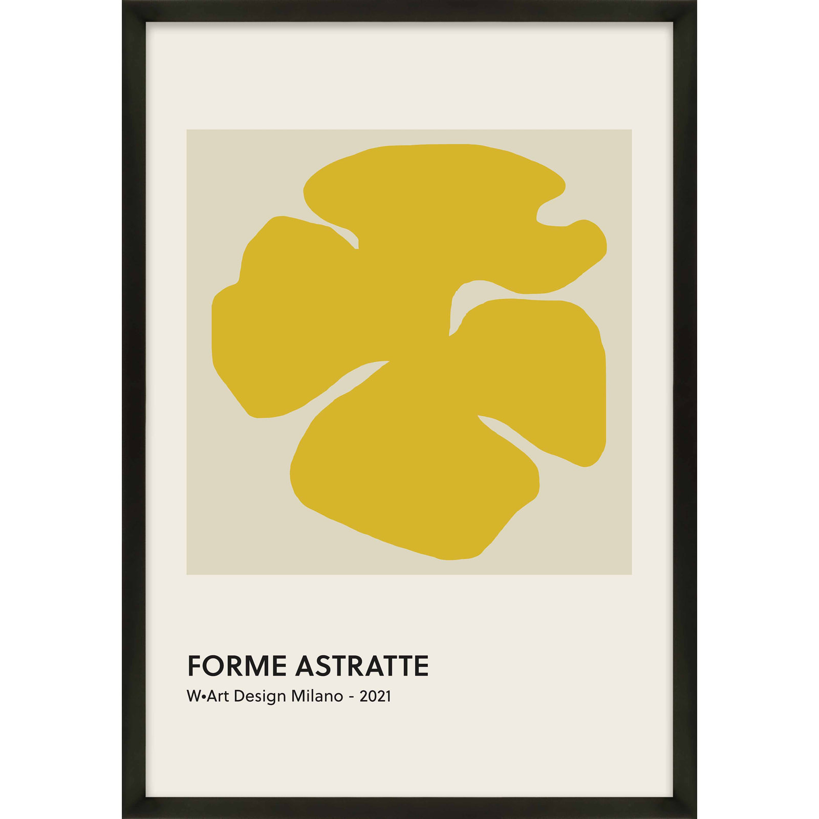 Forme Astratte Yellow by Romina Gadler, Black Framed Paper, 38" H x 26.5" W x 1.25" D