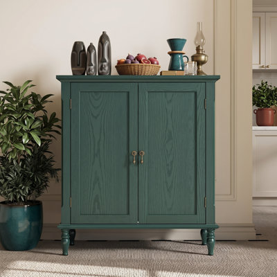 Buffet vintage en placage de bois rétro avec 2 portes, armoire de rangement haute avec tablette réglable pour le hall d'entrée et le salon
