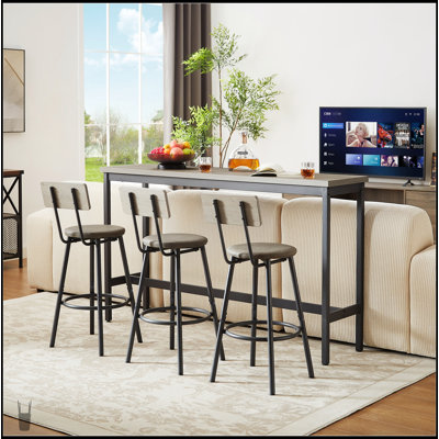 Ensemble de table de salle à manger 4 pièces avec table fixe, tabourets ergonomiques et design industriel pour les maisons modernes