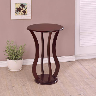 Table d'appoint ronde en cerisier avec plateau en faux marbre | Idée de cadeau