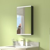Surface Mount Frameless LED Medicine Cabinet with Mirror and 2 Adjustable Shelves