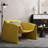 Modern Curved Lounge Chair with Pillow, PU Leather Accent Chair, Ergonomic High Back & Deep Seat for Living Room, Cloud-Like Comfort