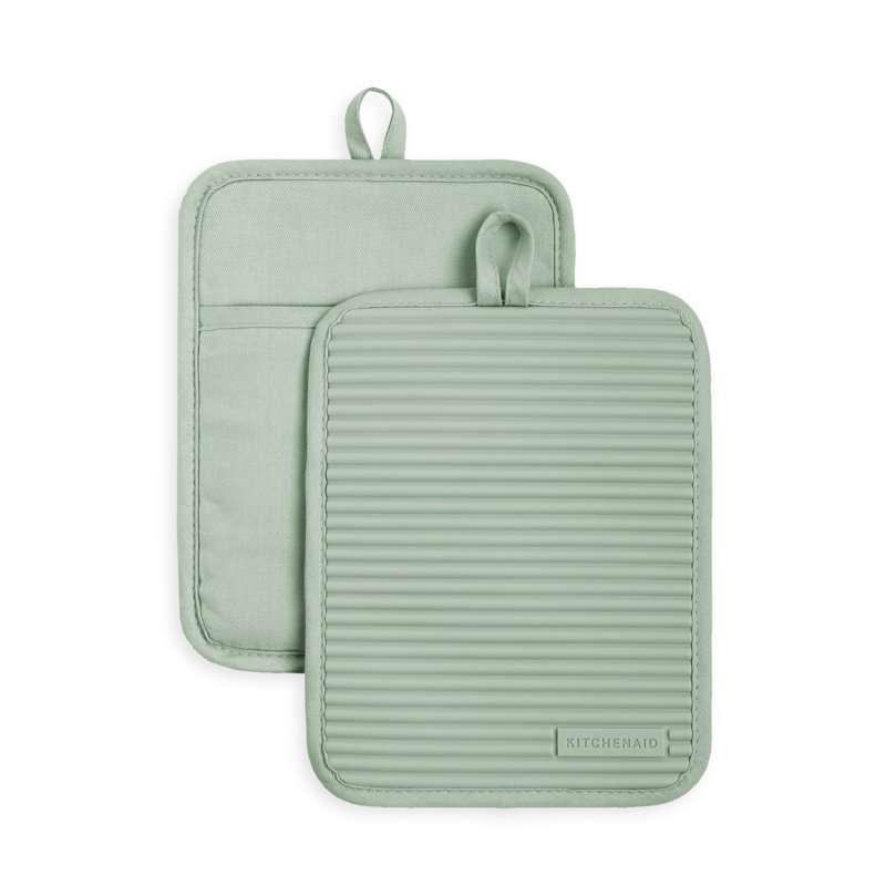KitchenAid Ribbed Soft Silicone Potholder, Pistachio