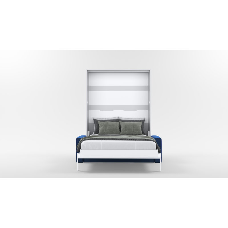 Neidelin Upholstered Bed, White/Navy