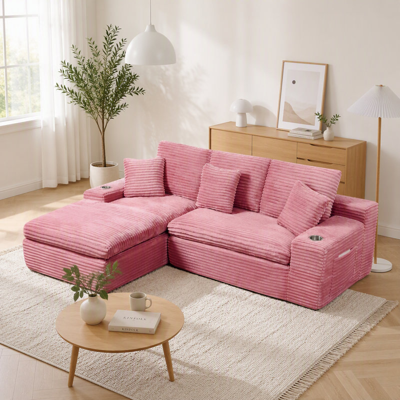 Upholstered 98.4 " Fabric Sofa & Chaise