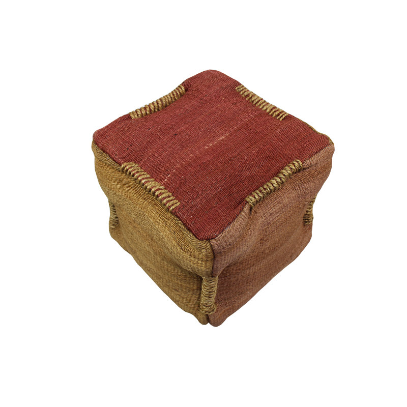 Tanya Upholstered Pouf, Rose/Orange