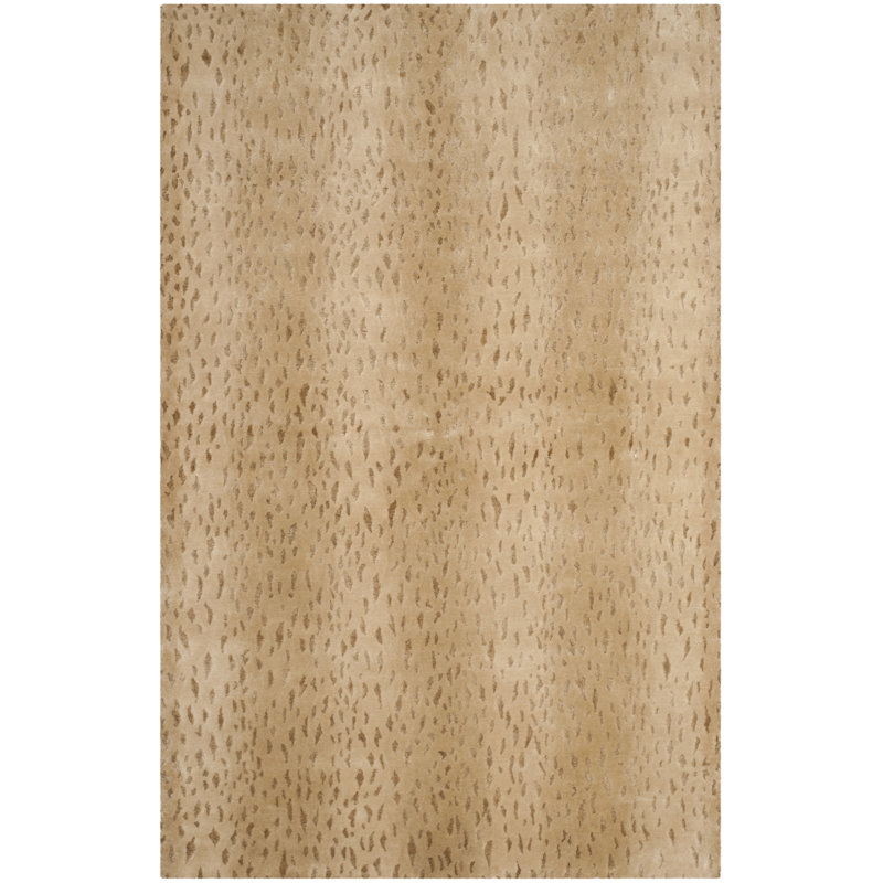 Tapis beige clair en laine / viscose / coton Savorey, Rectangle 8 pi x 10 pi