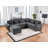 Trey 115"W Gray Chenille Sectional Sofa With Adjustable Backrest, Charging Ports, Pockets, Tufting, Storage Ottoman, Throw Pillows