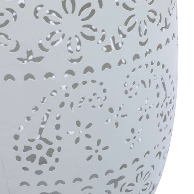 Table d'appoint solaire avec panneaux améliorés, de couleur blanche, fonctionne pour l'éclairage intérieur et extérieur - pile alimentée, allées de porches ronds en fer, accessoire décoratif