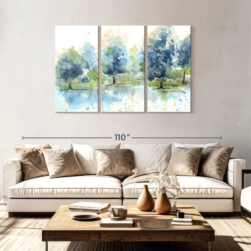 Paysage bleu délavé Avery, H 48 po x l 74 po