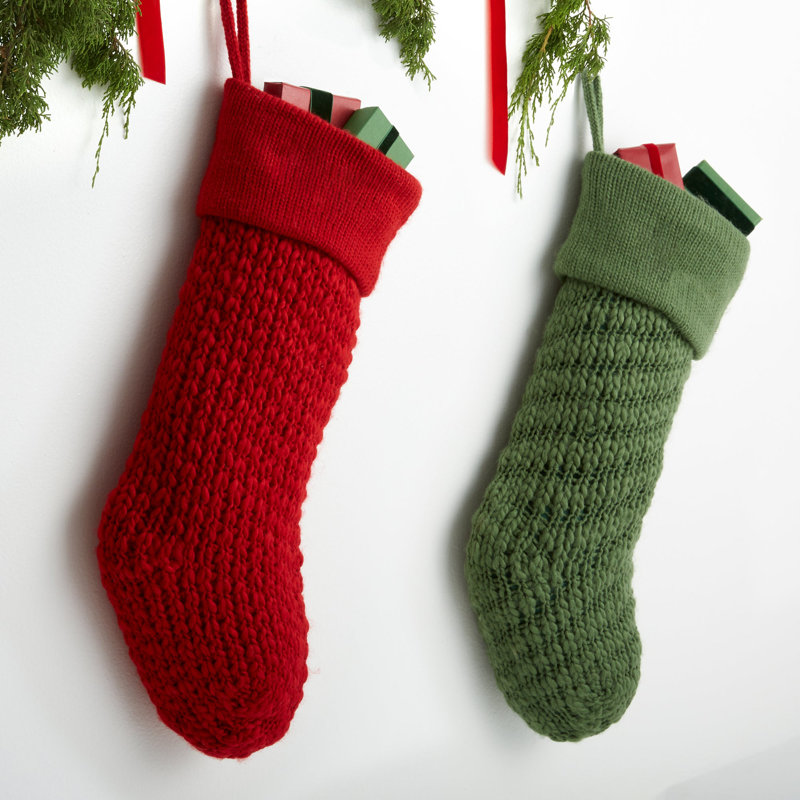 Chaussette de Noël personnalisable en tricot tricoté Noël - rouge, Rouge