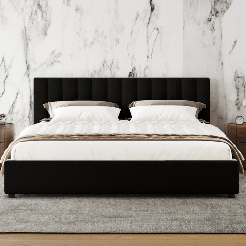 Lit plateforme tapissier Petillo Jaxon, Très grand, Noir
