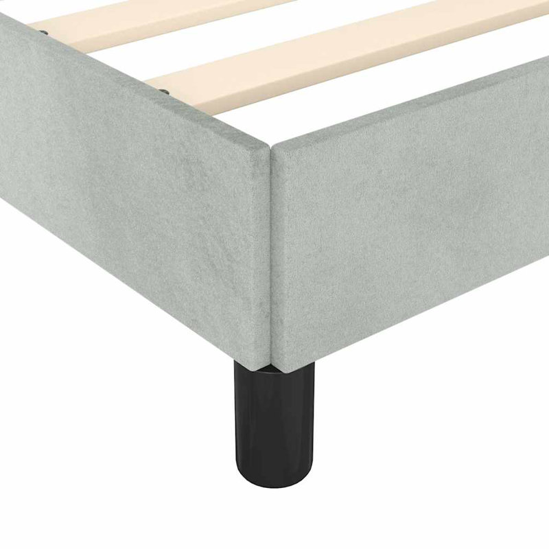 Maecie vidaXL Velvet Platform Bed Frame, No Box Spring Needed/No Mattress , Light Gray, King