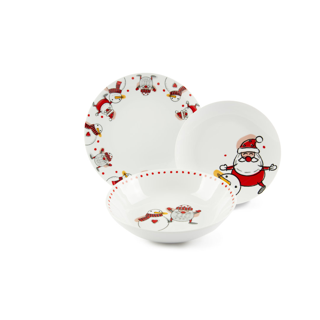 Snowman Piece Porcelain China Dinnerware Set - Service for 6