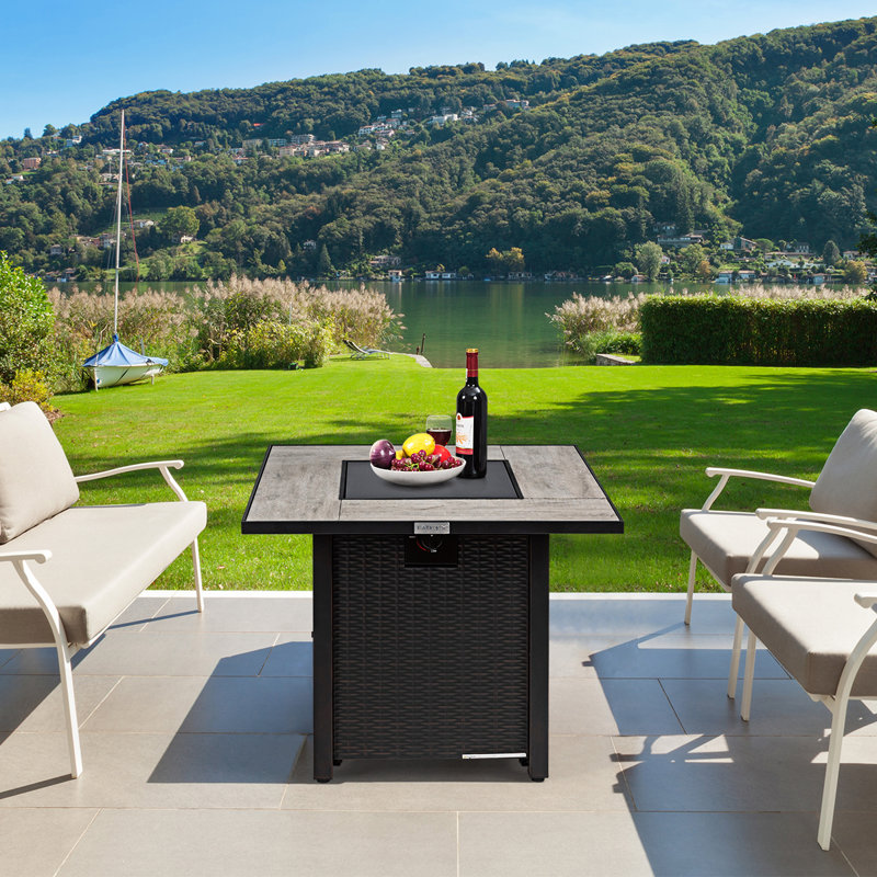 Square Steel Propane Smokeless Fire Pit Table with Hidden Fuel Tank
