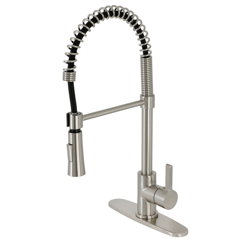 Robinet de cuisine à poignée simple avec jet latéral Continental, Nickel brossé