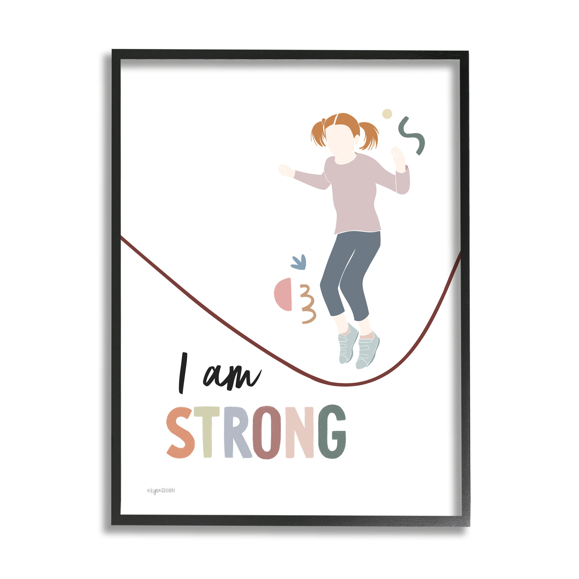 Stupell Industries I Am Strong Uplifting Girl Jumping Rope Phrase ...
