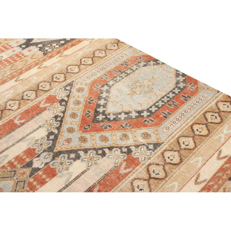 Distressed Homage Hand Knotted Wool Geometric Area Rug, Rectangle 14' x 20'