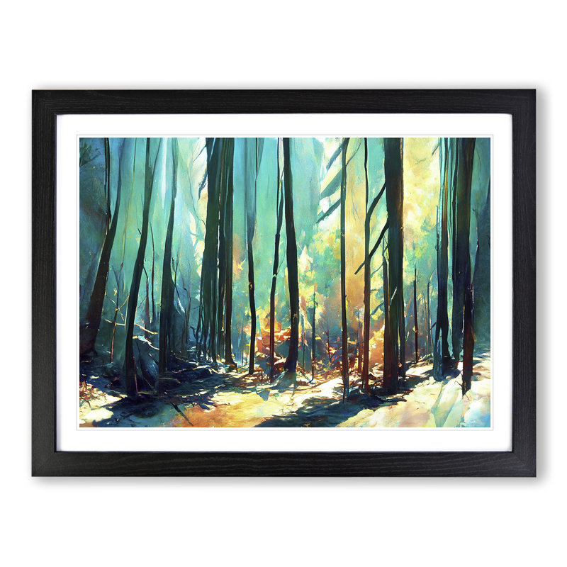 Forest Abstract Vol.4 - Single Picture Frame Print, Black Framed, 46cm H x 64cm W x 2cm D