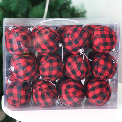 11.02'' Plaid Fabric Ball Ornament