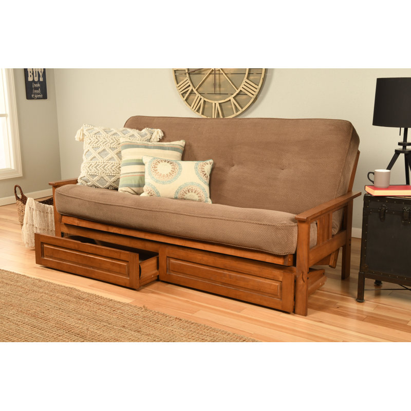 La base de futon pleine grandeur Stratford comprend des tiroirs de rangement et un matelas, Premium Pocket Coil, Barbade