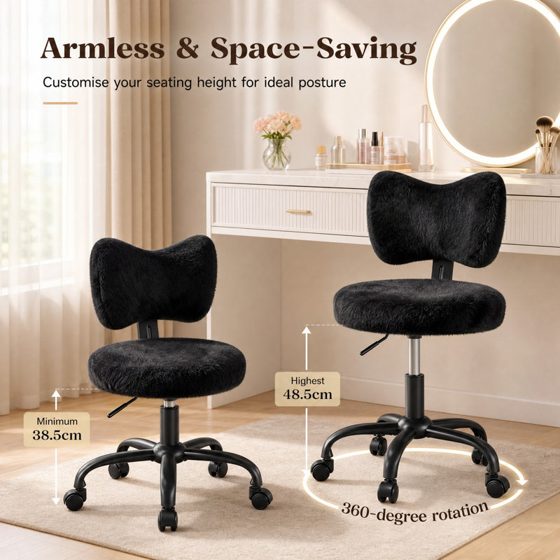 Canora Grey Faux Fur Office Chair, Black