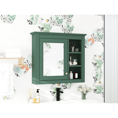 Armoire de salle de bain moderne avec miroir. Armoire de rangement murale 30 po x 28 po, 5 tablettes et plus, armoire de rangement spacieuse 28 po. . + verre, design élégant