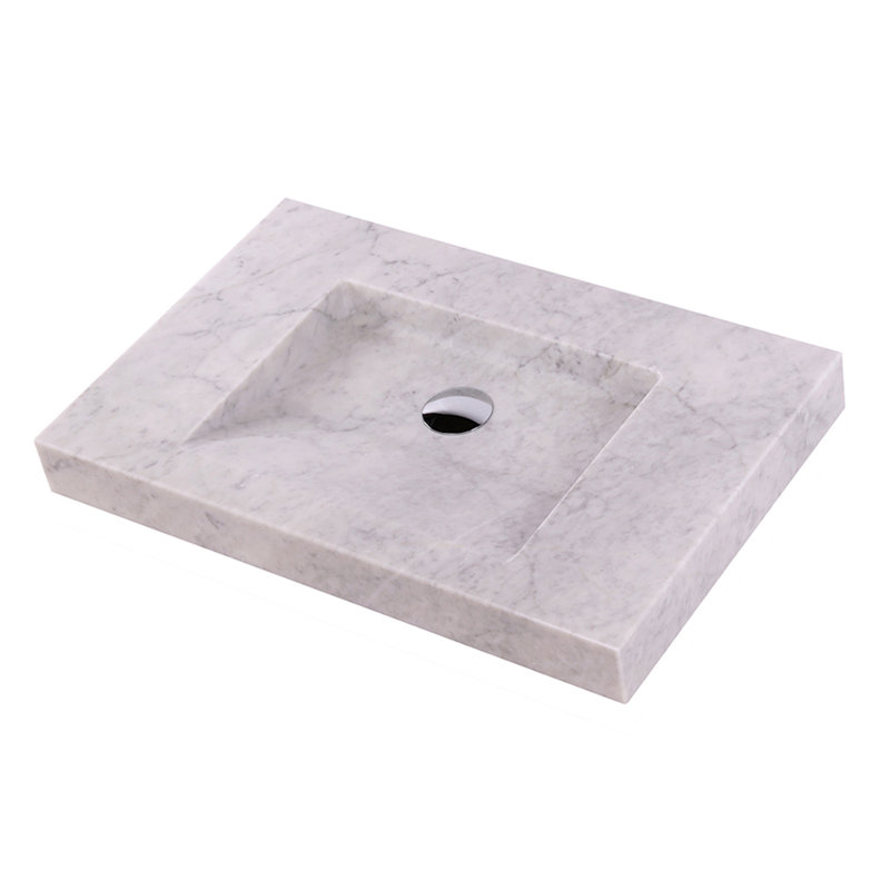27.62'' W Single Stone Vanity Top, Bianco, 0 Hole