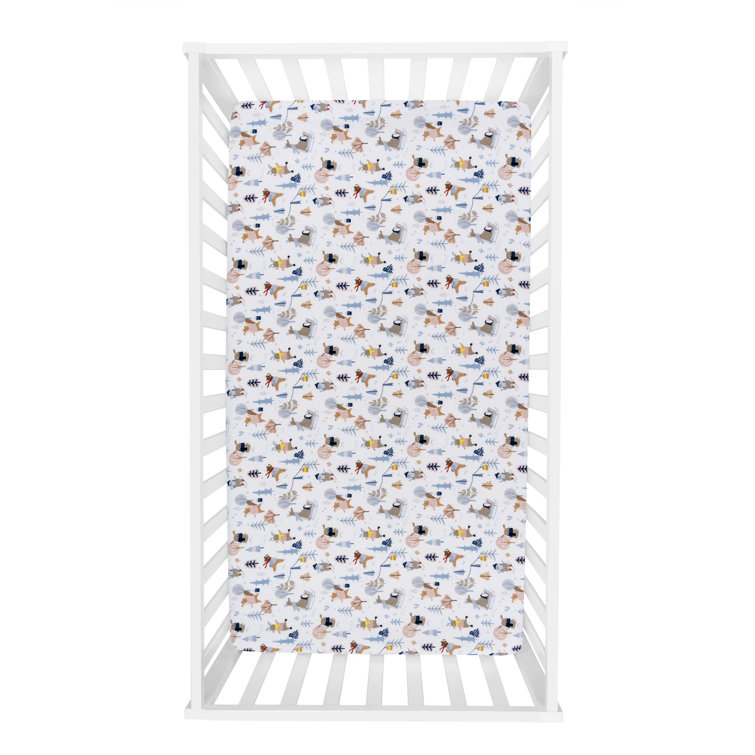White Animals 100% Cotton - Piece Standard Crib Fitted Sheet