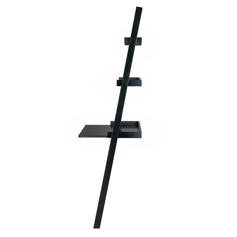  Bellamy Leaning Desk with 2 Shelves, Black