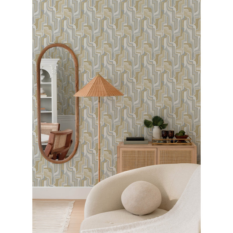 Tulum Khaki Surreal Shapes Wallpaper, Khaki