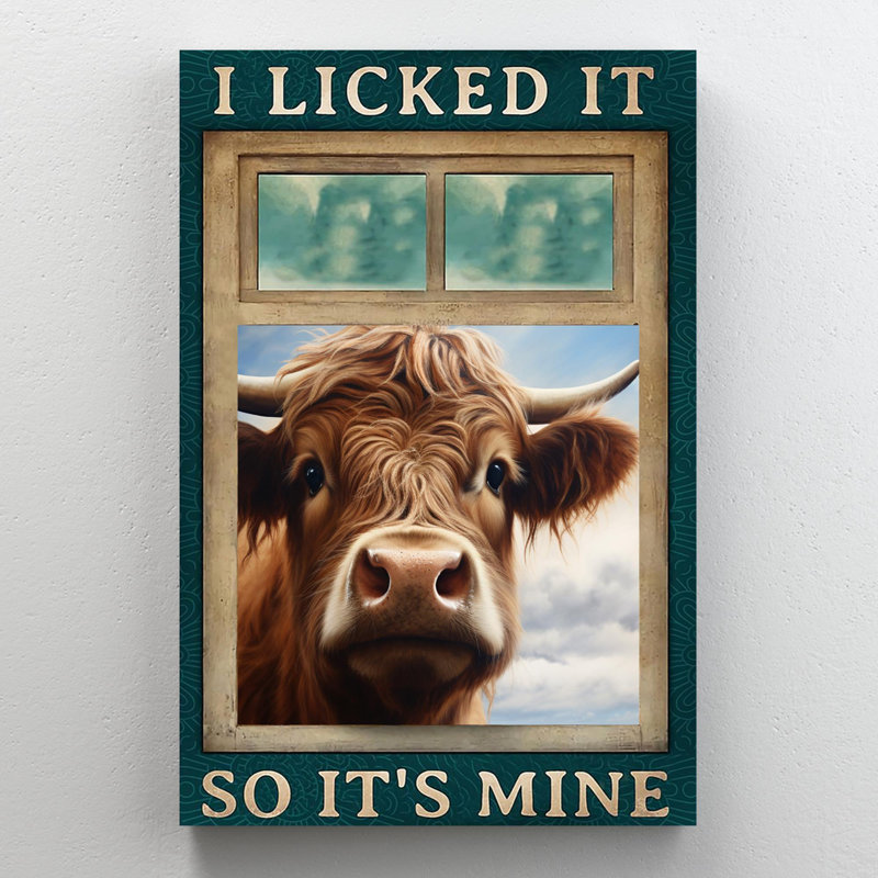 " Highland Cow I Licked It 1 ", L 11 po x H 14 po x P 1,25 po