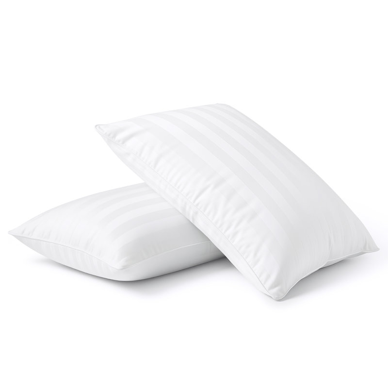 Down Alternative Queen bed Pillows 2 Pack Soft Satin stripe Fiber Queen  Pillows, King