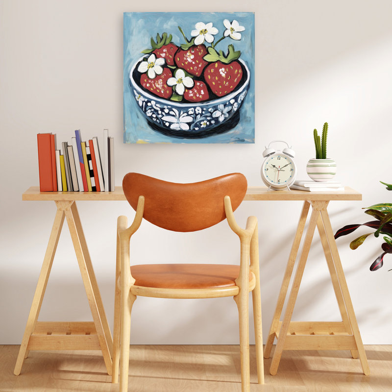 Strawberries In Blue Bowl, H 18 po x l 18 po