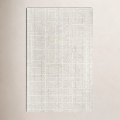 Alec White Hand-Tufted Plaid Wool Rug
