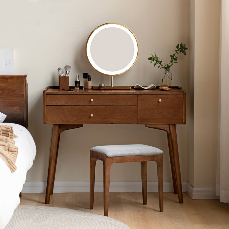 Meuble-lavabo en frêne massif 39,4 po avec 3 tiroirs, Non, L 39,4 po, Frêne brun-stianed