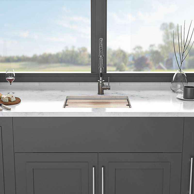 Évier de cuisine en quartz composite avec plan de travail, Noir