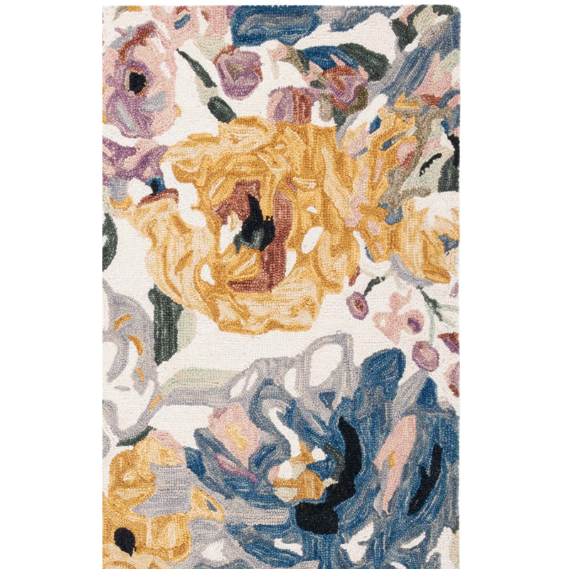 Jardin Hand Tufted Wool/Cotton Floral Rug in Pink/Ivory, Rectangle 3" x 5"