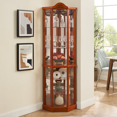 Lighted Glass Display Cabinet Corner Curio Cabinet