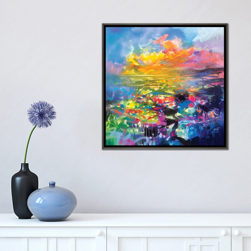 «Fluid Resson III» par Scott Naismith - impression d'art graphique, Toile avec cadre gris, H 18 po x l 18 po x 1,5 po